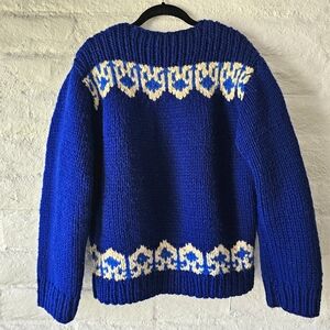 VTG 90'S Chunky Handknit Wool Fair Isle Fisherman's Sweater Sz M